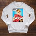 Tea Pop Art Comic Book Cartoon Tea Party Tea Lover Drinking Raglan Sleeve Sweatshirt Heather Mustard
