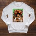 History Month Black Afro Girl Women Book Lovers Floral Raglan Sleeve Sweatshirt Heather Mustard