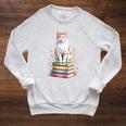 Turkish Van Bookworm Flowers Book Reading Books Raglan Sleeve Sweatshirt Heather Mustard