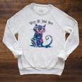 We'Re All Mad Here Cheshire Cat Alice Wonderland Book Boys Raglan Sleeve Sweatshirt Heather Mustard