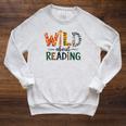 Wild About Reading Library Day Reading Books And Bookworm Raglan Sleeve Sweatshirt Heather Mustard