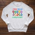 I Will Read Books Everywhere Across America Child Readers Raglan Sleeve Sweatshirt Heather Mustard