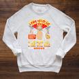 Women's DCC Uzi Jesus I Am The Way Character Stats RPG Books Raglan Sleeve Sweatshirt Heather Mustard