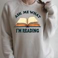 Ask Me What I'm Reading Raglan Sleeve Sweatshirt Heather Forest