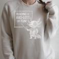 Axolotl Reading Is AXO-Lots Of Fun Book Lover Raglan Sleeve Sweatshirt Heather Forest Axolotl Reading Is AXO-Lots Of Fun Book Lover Raglan Sleeve Sweatshirt Heather Forest