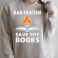 Ban Fascism Save The Books Hands Off Resist Fascism Is Bad Raglan Sleeve Sweatshirt Heather Forest