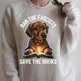 Ban The Fascists Save The Books Book & Dogs Lovers Raglan Sleeve Sweatshirt Heather Forest