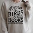 Birding Bird Watcher Birder Easily Distracted By Birds Books Raglan Sleeve Sweatshirt Heather Forest
