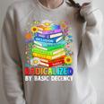 Book Flower Radicalized By Basic Decency Feminist LGBT Raglan Sleeve Sweatshirt Heather Forest