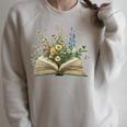Book Flowers Reading Book Lover Raglan Sleeve Sweatshirt Heather Forest