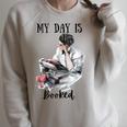 Book Lovers My Day Is Booked Vintage Raglan Sleeve Sweatshirt Heather Forest