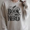 Book Nerd Books Reading Bookworm Bibliophile Raglan Sleeve Sweatshirt Heather Forest
