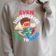 Book Reading Superheroes Like To Read Raglan Sleeve Sweatshirt Heather Forest