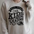 Book Reading Graphic Women Kids Book Lovers Librarian Raglan Sleeve Sweatshirt Heather Forest