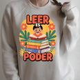 Books Bring Power Leer ES Poder Hispanic Pride Reading Raglan Sleeve Sweatshirt Heather Forest