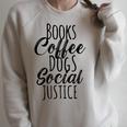 Books Coffee Dogs Social Justice Literature Student Cute Raglan Sleeve Sweatshirt Heather Forest