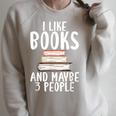 I Like Books And Maybe 3 People Book Lover Raglan Sleeve Sweatshirt Heather Forest