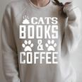 Cat Lover Cats Books And Coffee Raglan Sleeve Sweatshirt Heather Forest Cat Lover Cats Books And Coffee Raglan Sleeve Sweatshirt Heather Forest