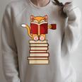 Cats And Reading Books Literature Raglan Sleeve Sweatshirt Heather Forest