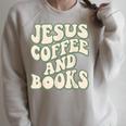Christian Book Lover Coffee And Jesus Faith Reading Raglan Sleeve Sweatshirt Heather Forest