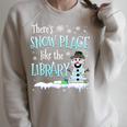Christmas Reading Tee Snowman Librarian Book Lover Reader Raglan Sleeve Sweatshirt Heather Forest