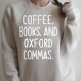 Coffee Books And Oxford Commas Color Grammar Christmas Raglan Sleeve Sweatshirt Heather Forest