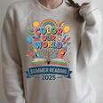 Color Our World Summer Reading 2025 Book Wildflowers Raglan Sleeve Sweatshirt Heather Forest