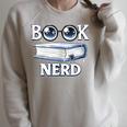 Cute Book Nerd Typography Minimalist Bookworm Fan Raglan Sleeve Sweatshirt Heather Forest