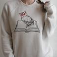 Cute Forest Animal Owl Reading Books Literature Raglan Sleeve Sweatshirt Heather Forest