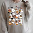 Cute Ghosts Reading Books Smart Book Lover Halloween Raglan Sleeve Sweatshirt Heather Forest