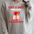 Cute Just A Girl Who Loves Reading Books Women And Girls Raglan Sleeve Sweatshirt Heather Forest