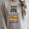 Cute Raccoon Reading On Pile Of Books Raglan Sleeve Sweatshirt Heather Forest Cute Raccoon Reading On Pile Of Books Raglan Sleeve Sweatshirt Heather Forest