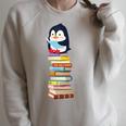 Cute Reading Penguin Women's Tops Book Lovers Raglan Sleeve Sweatshirt Heather Forest