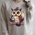 Cute Wizard Owl Reading Book Magic Candle Raglan Sleeve Sweatshirt Heather Forest