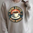 Drink Coffee Read Books Lover Vintage Quote Retro Saying Fun Raglan Sleeve Sweatshirt Heather Forest
