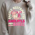 Easily Distracted By Axolotls And Books Cute Animal Lover Raglan Sleeve Sweatshirt Heather Forest