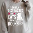 Easily Distracted By Cats And Books Cat Lover Raglan Sleeve Sweatshirt Heather Forest Easily Distracted By Cats And Books Cat Lover Raglan Sleeve Sweatshirt Heather Forest