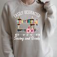 Easily Distracted By Sewing And Books Quilters Raglan Sleeve Sweatshirt Heather Forest