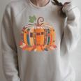 Fall Book Pumpkin Retro Reading Teacher Autumn Books Lover Raglan Sleeve Sweatshirt Heather Forest