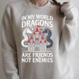 Fantasy Book Bookish My World Dragons Friends Not Enemies Raglan Sleeve Sweatshirt Heather Forest
