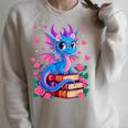 Fantasy Dragon Reading Books Bookworm Raglan Sleeve Sweatshirt Heather Forest
