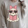 Ghost Reading Book Halloween Cat Lover Raglan Sleeve Sweatshirt Heather Forest Ghost Reading Book Halloween Cat Lover Raglan Sleeve Sweatshirt Heather Forest