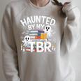 Halloween Book Lover Teacher Ghost Costume Haunted By My Tbr Raglan Sleeve Sweatshirt Heather Forest