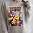 Halloween Horror Vintage Voodoo Comic Book Retro Scary Raglan Sleeve Sweatshirt Heather Forest