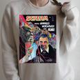 Halloween Horror Vintage Werewolf Vampire Comic Book Retro Raglan Sleeve Sweatshirt Heather Forest