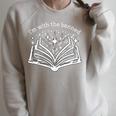 I'm With The Banned Fight Book Bans Reader Activist Reading Raglan Sleeve Sweatshirt Heather Forest