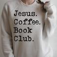 Jesus Coffee Book Club Christian Mom Life Faith God Si Raglan Sleeve Sweatshirt Heather Forest