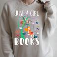 Just A Girl Who Loves Books Lover Librarian Reading Bookworm Premium Raglan Sleeve Sweatshirt Heather Forest