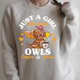 Just a Girl Who Loves Owls Coffe Books Girls Owl Lovers Raglan Sleeve Sweatshirt Heather Forest
