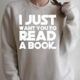 I JUST WANT YOU TO READ A BOOK Raglan Sleeve Sweatshirt Heather Forest